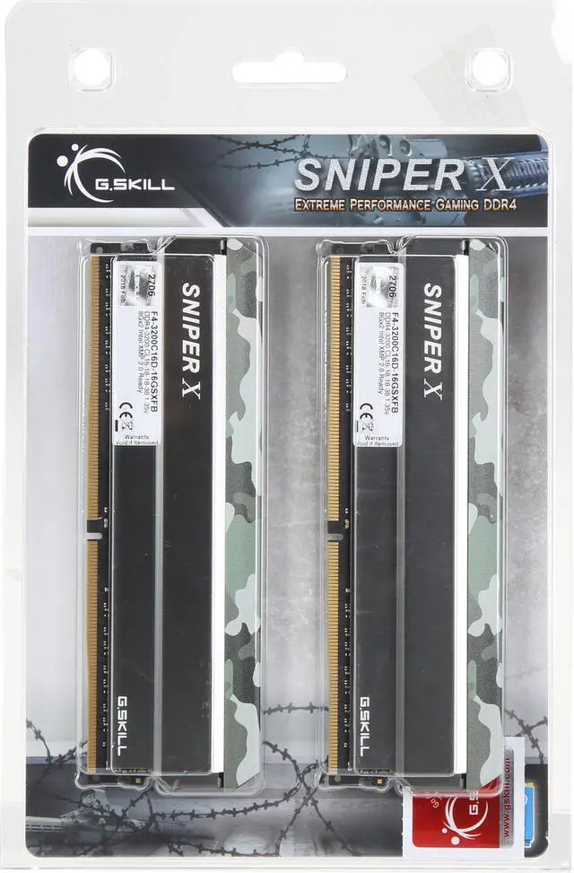 Alt view image 4 of 4 - G.SKILL Sniper X Series 16GB (2 x 8GB) DDR4 3200 (PC4 25600) Desktop Memory Model F4-3200C16D-16GSXFB