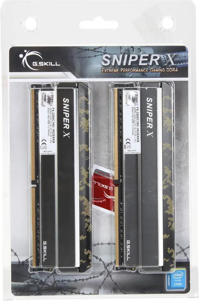 Alt view image 4 of 4 - G.SKILL Sniper X Series 16GB (2 x 8GB) DDR4 3200 (PC4 25600) Desktop Memory Model F4-3200C16D-16GSXKB
