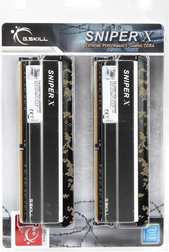 Alt view image 4 of 4 - G.SKILL Sniper X Series 32GB (4 x 8GB) DDR4 3200 (PC4 25600) Desktop Memory Model F4-3200C16Q-32GSXKB
