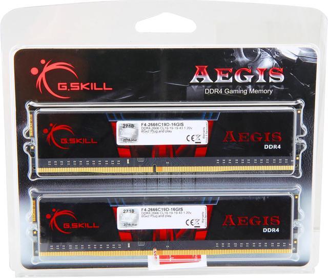 Alt view image 3 of 3 - G.SKILL Aegis 16GB (2 x 8GB) 288-Pin PC RAM DDR4 2666 (PC4 21300) Desktop Memory Model F4-2666C19D-16GIS