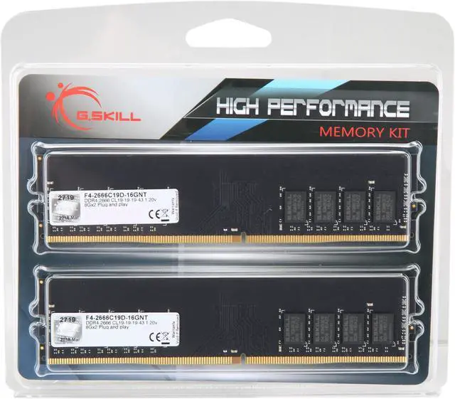 Alt view image 3 of 3 - G.SKILL Value Series 16GB (2 x 8GB) DDR4 2666 (PC4 21300) Desktop Memory Model F4-2666C19D-16GNT