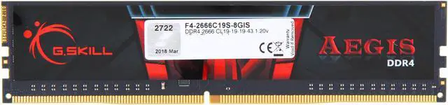 Alt view image 2 of 3 - G.SKILL Aegis 8GB DDR4 2666 (PC4 21300) Desktop Memory Model F4-2666C19S-8GIS