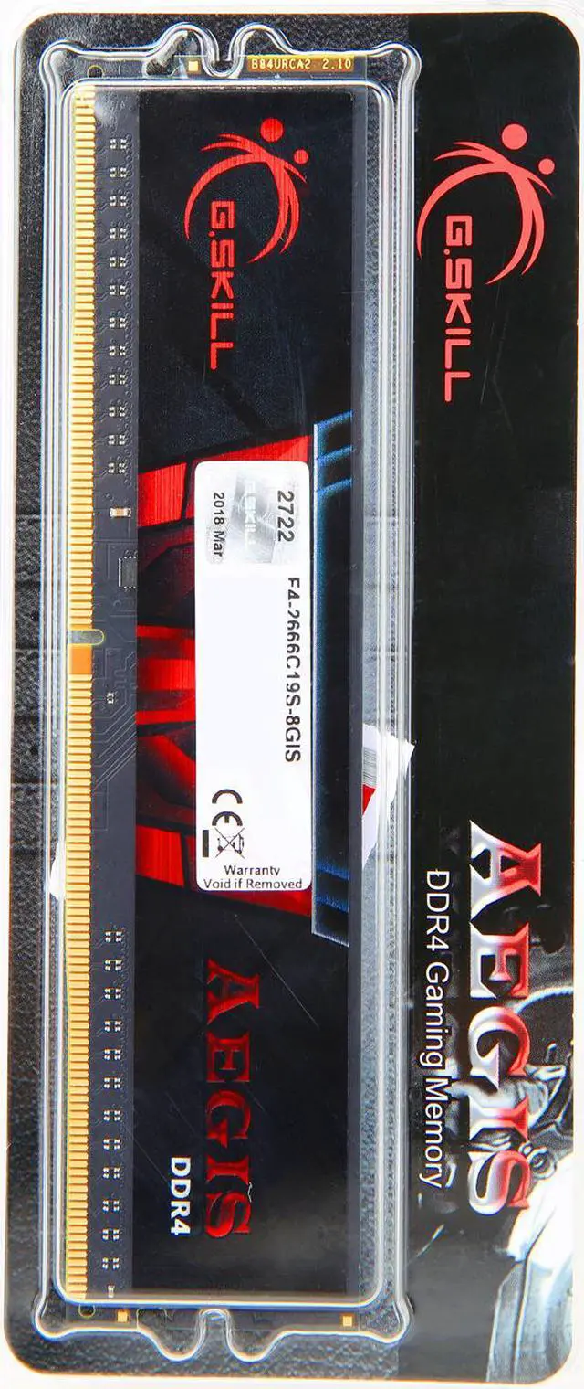 Alt view image 3 of 3 - G.SKILL Aegis 8GB DDR4 2666 (PC4 21300) Desktop Memory Model F4-2666C19S-8GIS