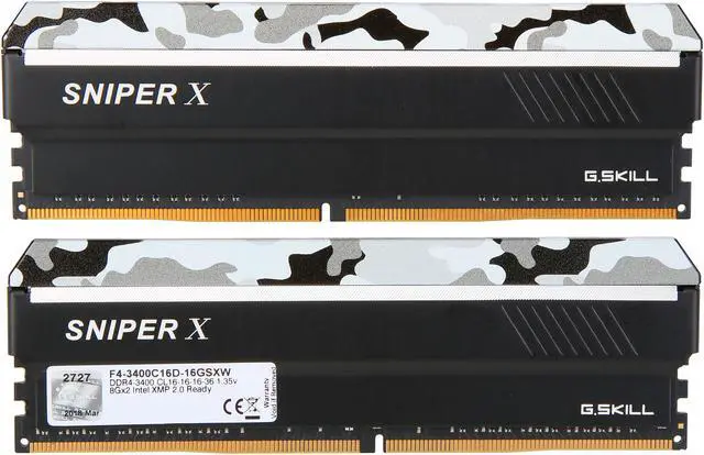 Alt view image 2 of 3 - G.SKILL Sniper X Series 16GB (2 x 8GB) 288-Pin DDR4 SDRAM DDR4 3400 (PC4 27200) AMD X370 Desktop Memory Model F4-3400C16D-16GSXW