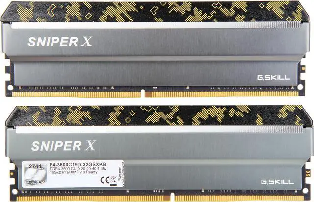 Alt view image 2 of 3 - G.SKILL Sniper X Series 32GB (2 x 16GB) DDR4 3600 (PC4 28800) Desktop Memory Model F4-3600C19D-32GSXKB