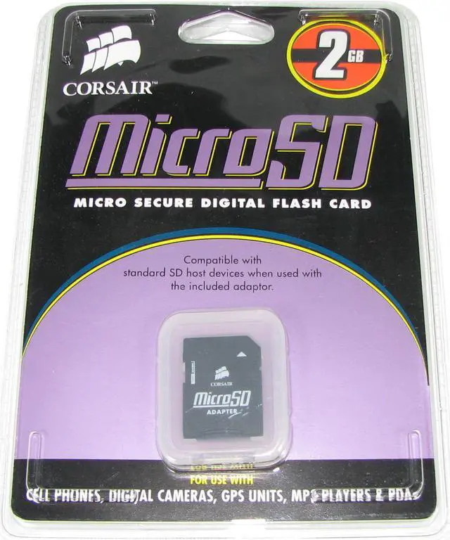 Alt view image 2 of 2 - CORSAIR 2GB MicroSD Flash Card Model CMFSDMICRO-2GB
