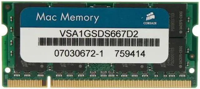 Main image of CORSAIR 1GB DDR2 667 (PC2 5300) Memory for Apple Notebook Model VSA1GSDS667D2