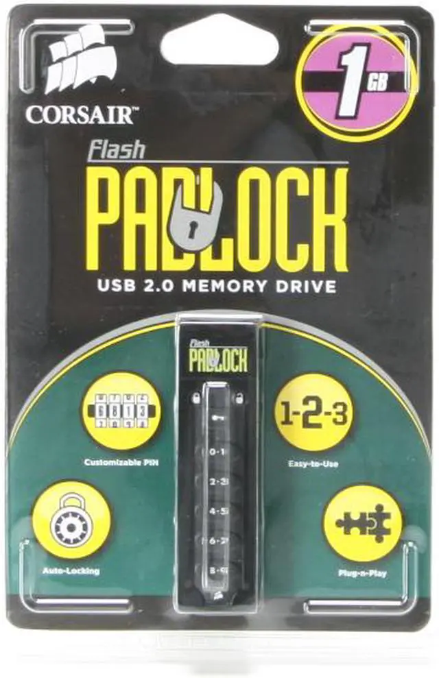 Alt view image 3 of 3 - CORSAIR padlock 1GB Flash Drive (USB2.0 Portable) CMFUSBPADLOCK-1GB