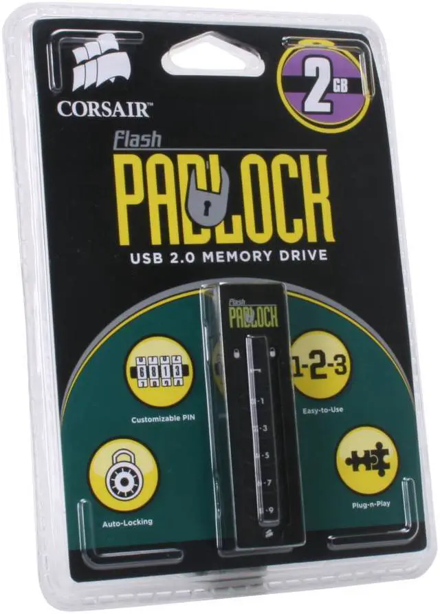 Alt view image 5 of 5 - CORSAIR padlock 2GB Flash Drive (USB2.0 Portable) CMFUSBPADLOCK-2GB