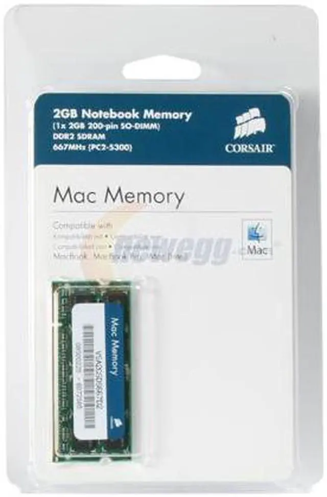 Alt view image 3 of 3 - CORSAIR 2GB DDR2 667 (PC2 5300) Memory For Apple Notebook Model VSA2GSDS667D2