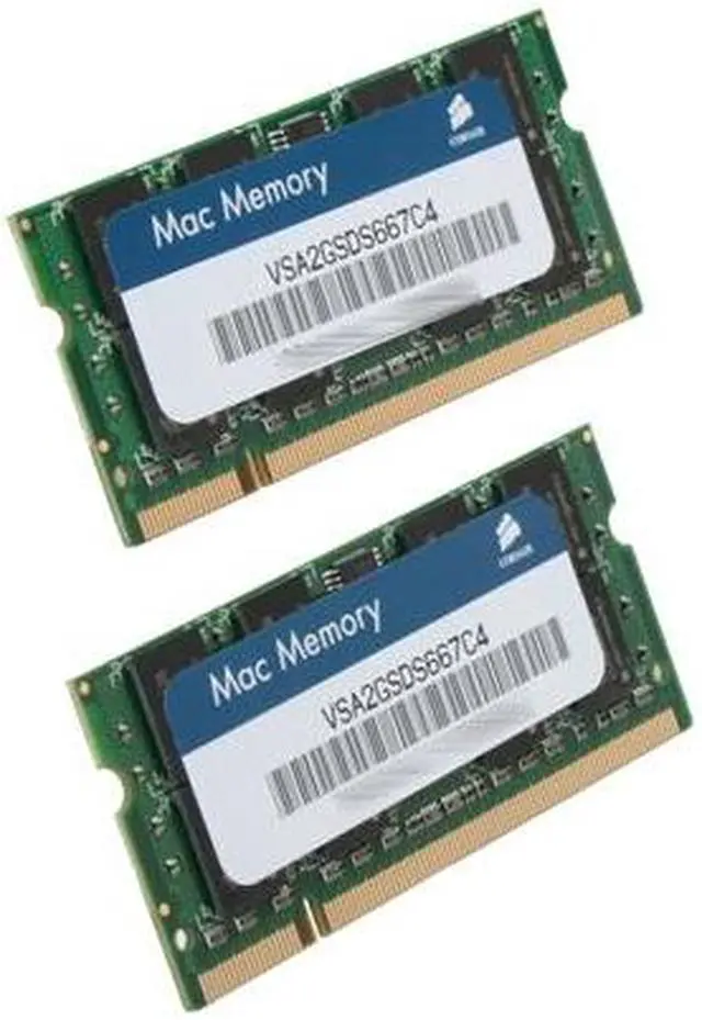 Main image of CORSAIR 4GB (2 x 2GB) DDR2 667 (PC2 5300) Dual Channel Kit Memory For Apple Notebook Model VSA4GSDSKIT667C4
