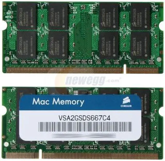 Alt view image 2 of 3 - CORSAIR 4GB (2 x 2GB) DDR2 667 (PC2 5300) Dual Channel Kit Memory For Apple Notebook Model VSA4GSDSKIT667C4