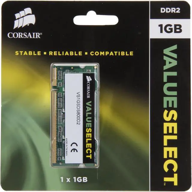 Alt view image 3 of 3 - CORSAIR 1GB 200-Pin DDR2 SO-DIMM DDR2 800 (PC2 6400) Laptop Memory Model VS1GSDS800D2 G