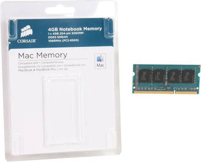 Alt view image 3 of 3 - CORSAIR 4GB DDR3 1066 (PC3 8500) Memory for Apple MacBook & & MacBook Pro (Late '08) Model VSA4GSDS1066C7 G