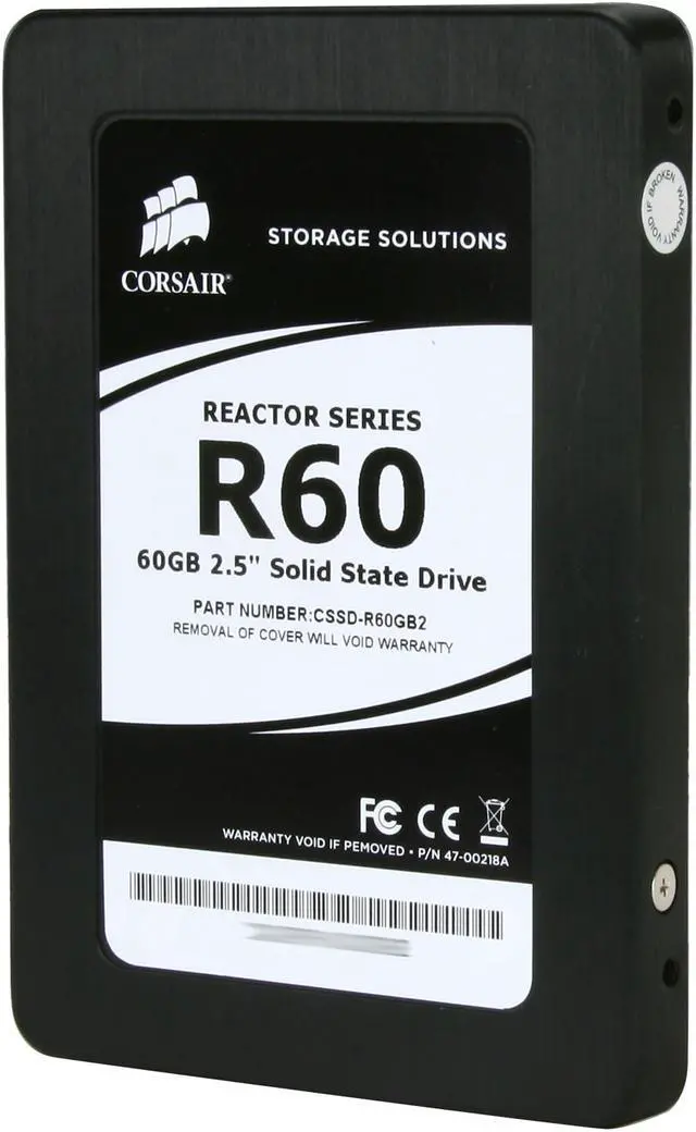 Alt view image 2 of 6 - Corsair Reactor Series 2.5" 60GB USB 2.0 & SATAII Internal Solid State Drive (SSD) CSSD-R60GB2-BRKT