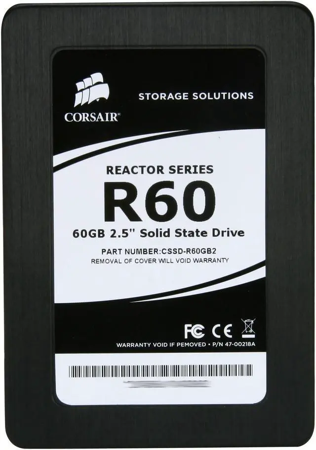 Alt view image 3 of 6 - Corsair Reactor Series 2.5" 60GB USB 2.0 & SATAII Internal Solid State Drive (SSD) CSSD-R60GB2-BRKT