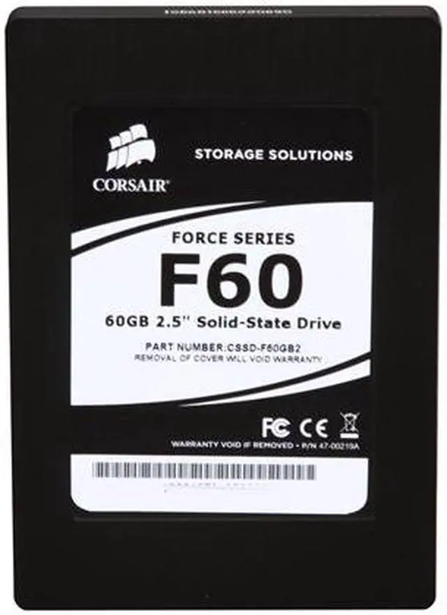 Alt view image 3 of 6 - Corsair Force Series 2.5" 60GB SATA II MLC Internal Solid State Drive (SSD) CSSD-F60GB2-BRKT