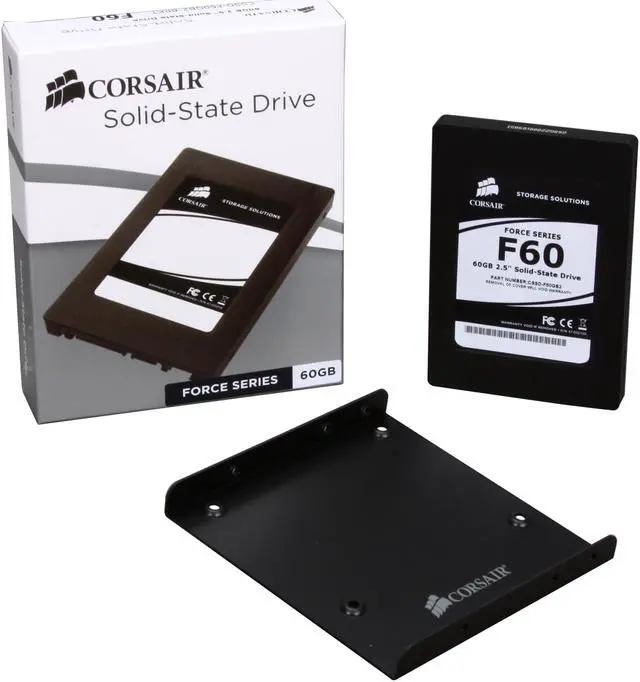Alt view image 6 of 6 - Corsair Force Series 2.5" 60GB SATA II MLC Internal Solid State Drive (SSD) CSSD-F60GB2-BRKT