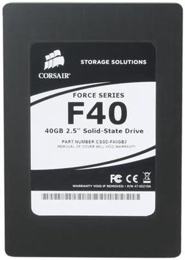Alt view image 2 of 5 - Corsair Force F40 CSSD-F40GB2 2.5" 40GB SATA II MLC Internal Solid State Drive (SSD)