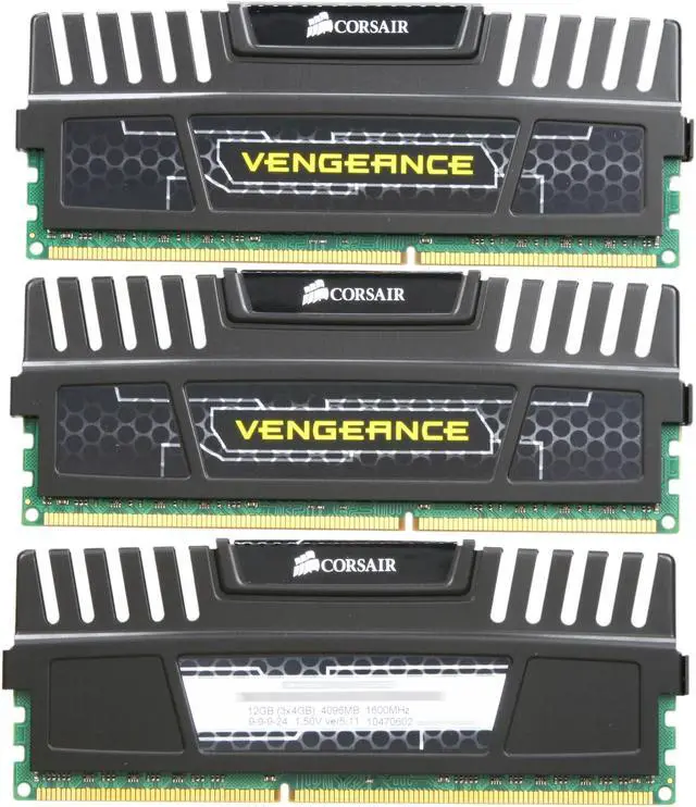 Alt view image 2 of 3 - CORSAIR Vengeance 12GB (3 x 4GB) 240-Pin PC RAM DDR3 1600 (PC3 12800) Desktop Memory Model CMZ12GX3M3A1600C9