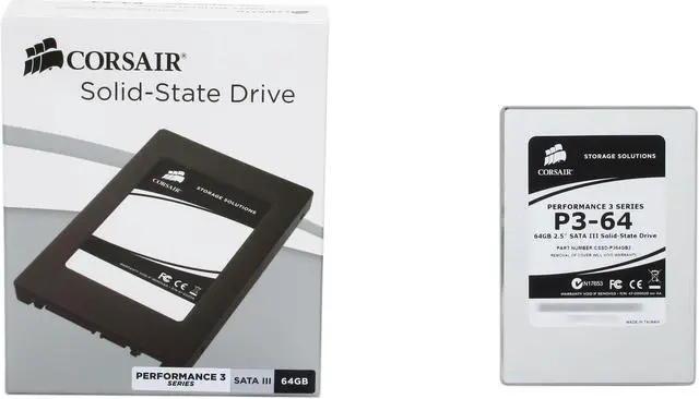 Alt view image 6 of 6 - Corsair Performance 3 Series 2.5" 64GB SATA III MLC Internal Solid State Drive (SSD) CSSD-P364GB2-BRKT