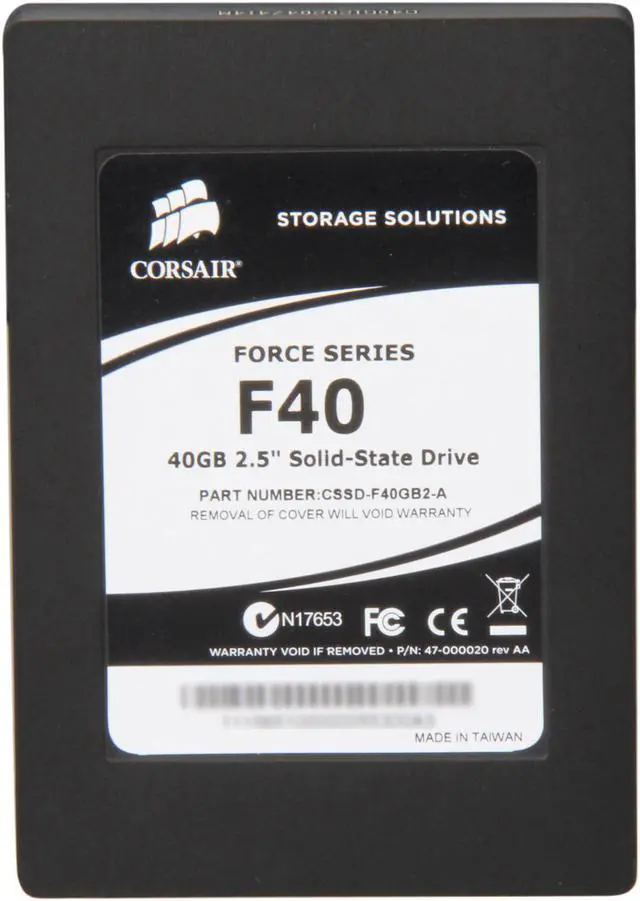 Alt view image 3 of 6 - Corsair Force 2.5" 40GB SATA II MLC Internal Solid State Drive (SSD) CSSD-F40GB2-A