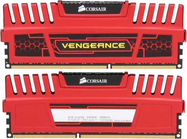 Alt view image 2 of 3 - CORSAIR Vengeance 8GB (2 x 4GB) DDR3 1866 (PC3 15000) Desktop Memory Model CMZ8GX3M2A1866C9R