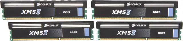 Main image of CORSAIR XMS3 16GB (4 x 4GB) 240-Pin PC RAM DDR3 1333 (PC3 10600) Desktop Memory Model CMX16GX3M4A1333C9