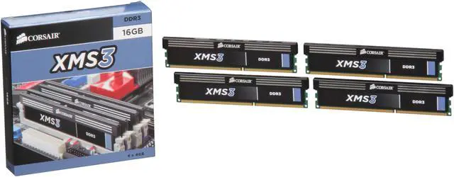 Alt view image 3 of 3 - CORSAIR XMS3 16GB (4 x 4GB) 240-Pin PC RAM DDR3 1333 (PC3 10600) Desktop Memory Model CMX16GX3M4A1333C9