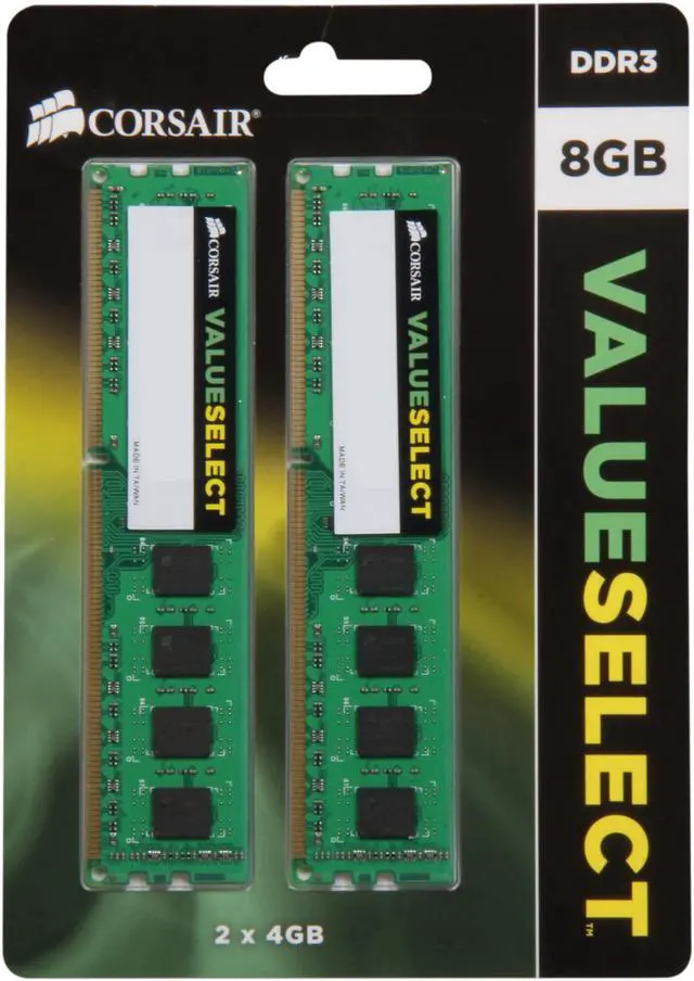 Alt view image 4 of 3 - CORSAIR ValueSelect 8GB (2 x 4GB) DDR3 1333 (PC3 10600) Desktop Memory Model CMV8GX3M2A1333C9