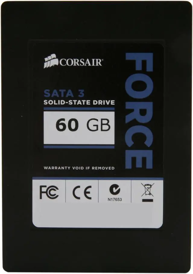 Alt view image 3 of 6 - Corsair Force Series 3 2.5" 60GB SATA III Internal Solid State Drive (SSD) CSSD-F60GB3-BK