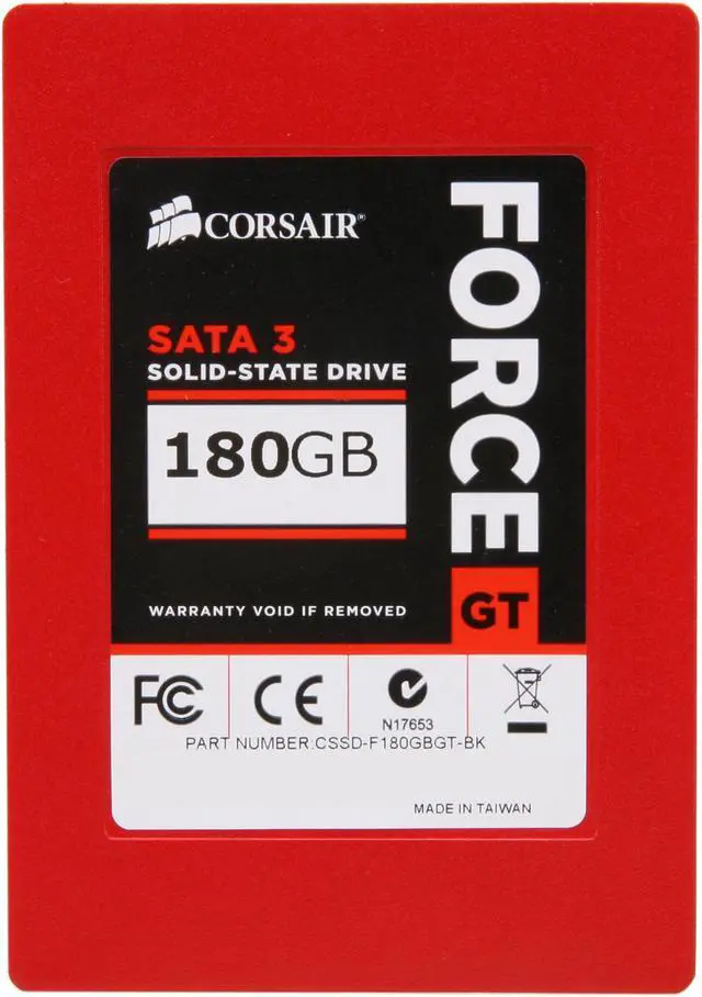 Alt view image 3 of 6 - Corsair Force Series GT 2.5" 180GB SATA III Internal Solid State Drive (SSD) CSSD-F180GBGT-BK