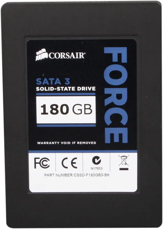 Alt view image 3 of 6 - Corsair Force Series 3 2.5" 180GB SATA III Internal Solid State Drive (SSD) CSSD-F180GB3-BK
