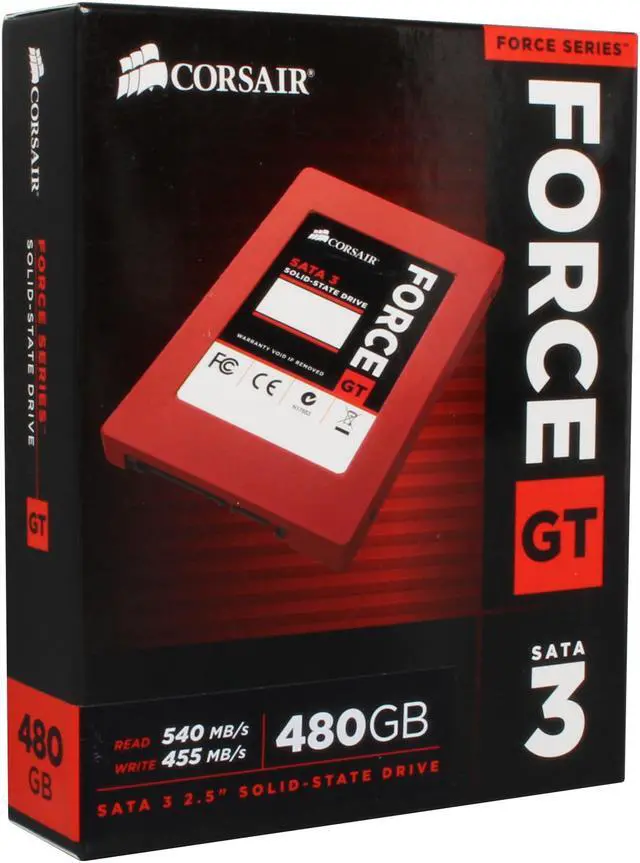 Main image of Corsair Force Series GT 2.5" 480GB SATA III Internal Solid State Drive (SSD) CSSD-F480GBGT-BK