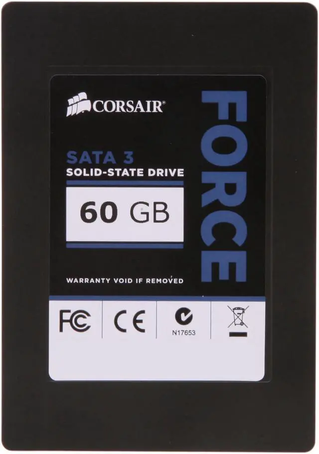 Alt view image 3 of 6 - Corsair Force Series 3 2.5" 60GB SATA III Internal Solid State Drive (SSD) CSSD-F60GB3A-BK