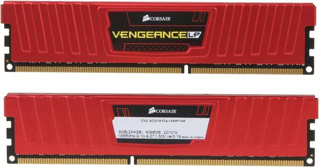 Alt view image 3 of 3 - CORSAIR Vengeance LP 8GB (2 x 4GB) DDR3 1866 (PC3 14900) Desktop Memory Model CML8GX3M2A1866C9R