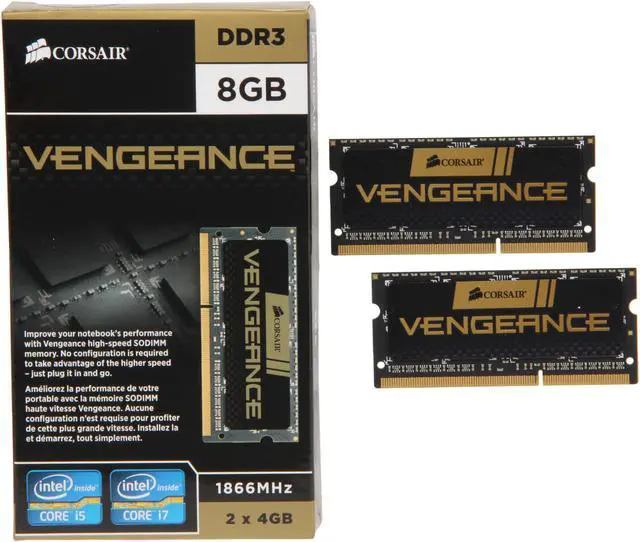 Alt view image 3 of 3 - CORSAIR Vengeance 8GB (2 x 4GB) 204-Pin DDR3 SO-DIMM DDR3 1866 Laptop Memory Model CMSX8GX3M2A1866C10