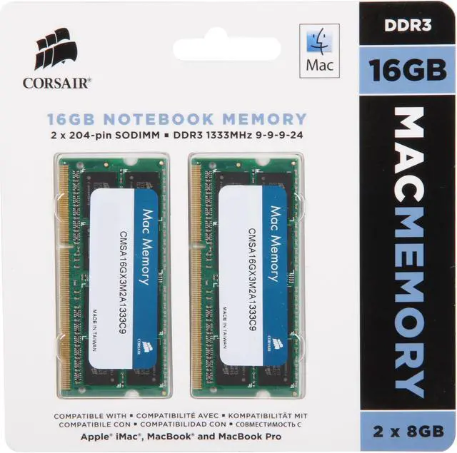 Alt view image 3 of 3 - CORSAIR 16GB (2 x 8GB) DDR3 1333 (PC3 10600) Memory for Apple Model CMSA16GX3M2A1333C9
