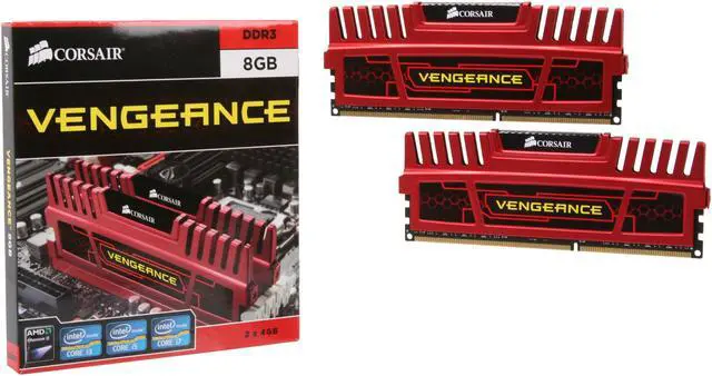 Alt view image 3 of 3 - CORSAIR Vengeance 8GB (2 x 4GB) DDR3 1600 (PC3 12800) Desktop Memory Model CMZ8GX3M2X1600C7R