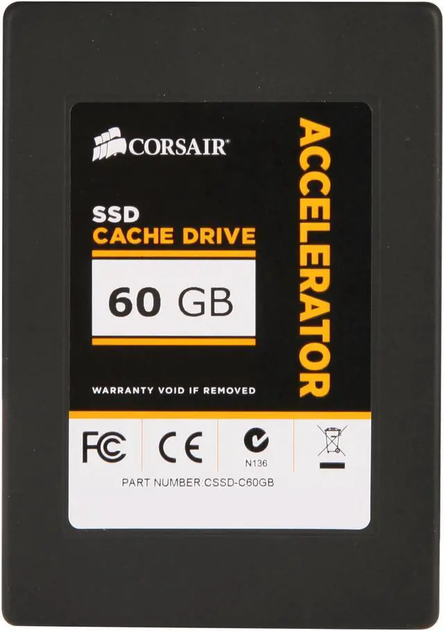 Alt view image 3 of 6 - Corsair Accelerator Series 2.5" 60GB SATA II Internal Solid State Drive (SSD) CSSD-C60GB