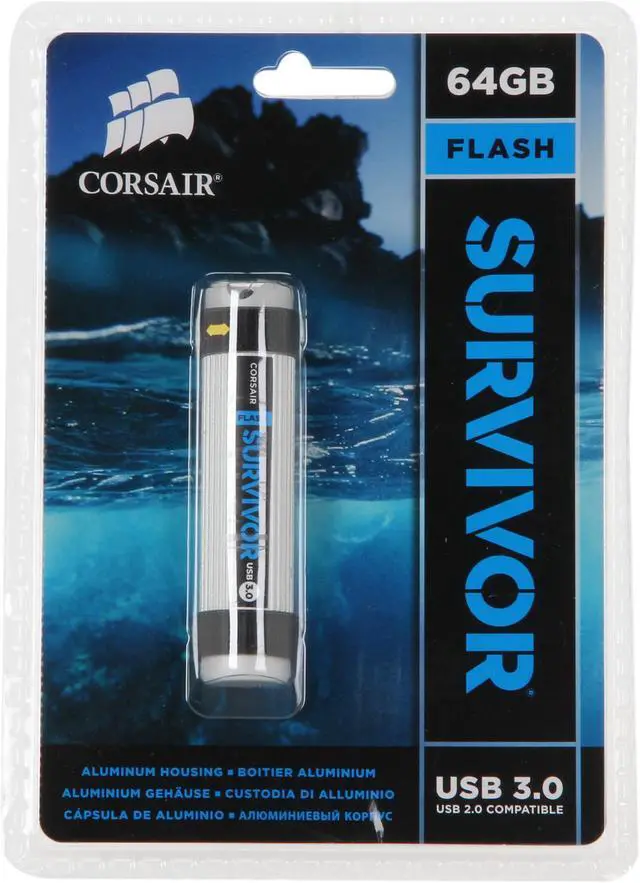 Alt view image 4 of 4 - CORSAIR Survivor 64GB USB 3.0 Flash Drive CMFSV3-64GB