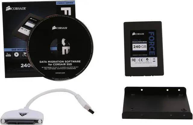Alt view image 6 of 6 - Corsair Force Series 3 2.5" 240GB SATA III Internal Solid State Drive (SSD) Notebook Upgrade Kit CSSD-F240GB3A-NB