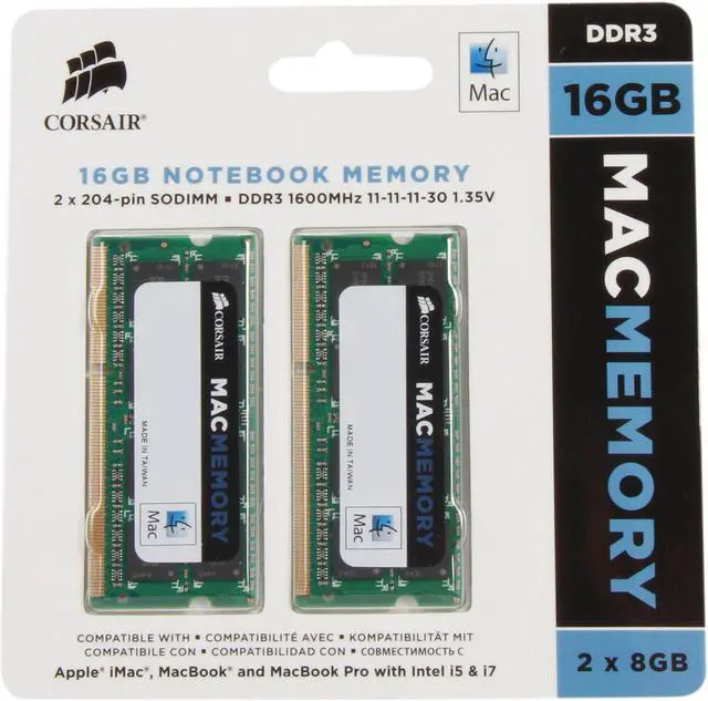 Alt view image 3 of 3 - CORSAIR 16GB (2 x 8GB) DDR3 1600 (PC3 12800) Memory for Apple Model CMSA16GX3M2A1600C11