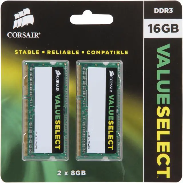 Alt view image 3 of 3 - CORSAIR ValueSelect 16GB (2 x 8GB) 204-Pin DDR3 SO-DIMM DDR3 1600 (PC3 12800) Laptop Memory Model CMSO16GX3M2A1600C11