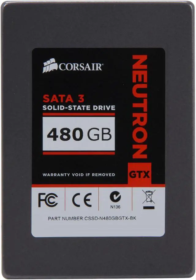 Alt view image 3 of 6 - Corsair Neutron Series GTX 2.5" 480GB SATA III Internal Solid State Drive (SSD) CSSD-N480GBGTX-BK