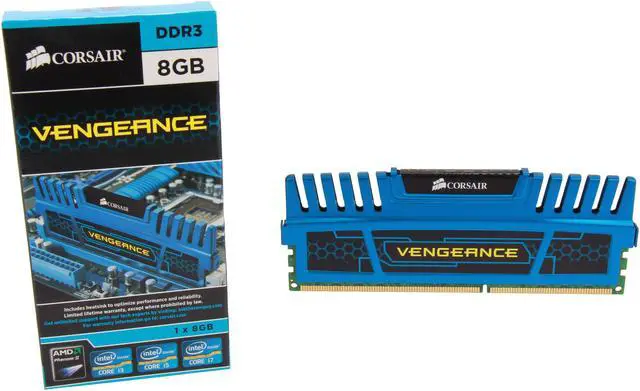 Alt view image 2 of 2 - CORSAIR Vengeance 8GB DDR3 1600 (PC3 12800) Desktop Memory Model CMZ8GX3M1A1600C10B