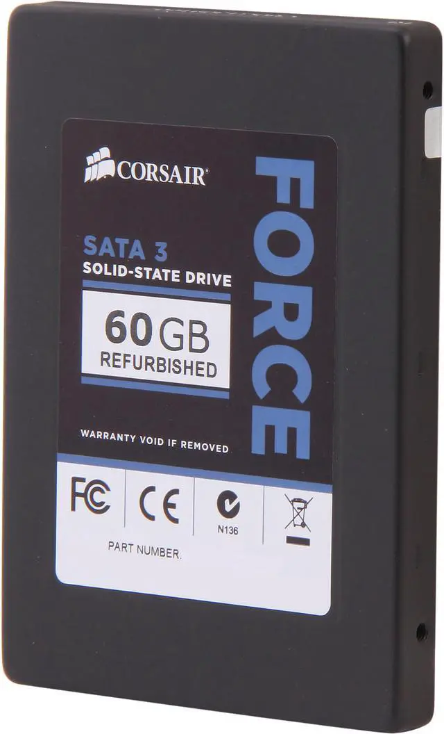Main image of Manufacturer Recertified Corsair Force Series 3 2.5" 60GB SATA III Internal Solid State Drive (SSD) CSSD-F60GB3A/RF2