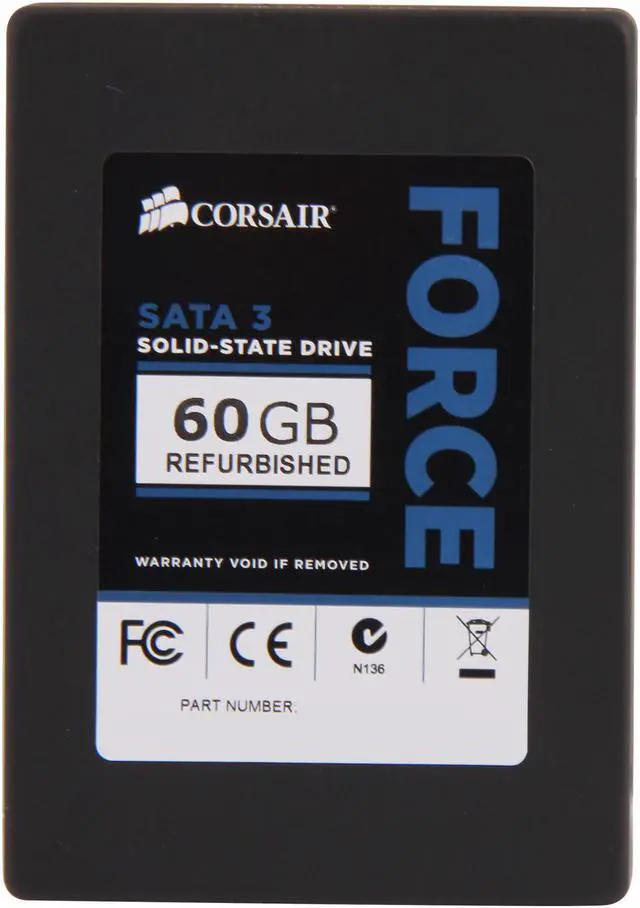 Alt view image 2 of 5 - Manufacturer Recertified Corsair Force Series 3 2.5" 60GB SATA III Internal Solid State Drive (SSD) CSSD-F60GB3A/RF2