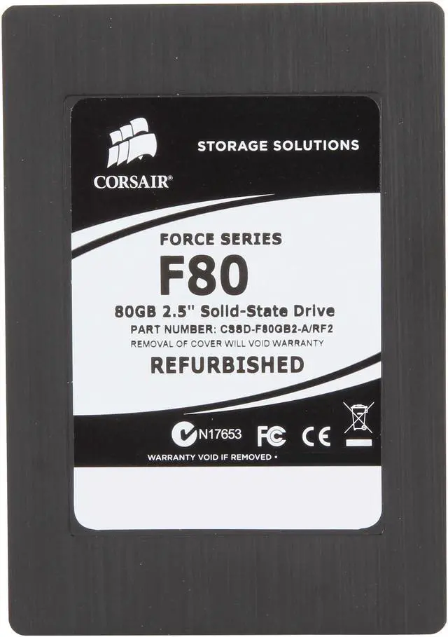 Alt view image 2 of 4 - Manufacturer Recertified Corsair Force CSSD-F80GB2-A/RF2 2.5" 80GB SATA II MLC Internal Solid State Drive (SSD) Manufactured Recertified