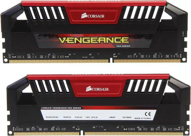 Alt view image 2 of 3 - CORSAIR Vengeance Pro 32GB (4 x 8GB) 240-Pin DDR3 SDRAM DDR3 1600 (PC3 12800) Desktop Memory Model CMY32GX3M4A1600C9R (Red)
